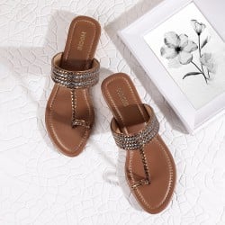 Women Antique-Gold Ethnic Slip Ons