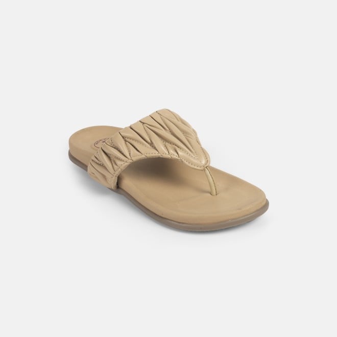 Mochi Women Beige Casual Slippers