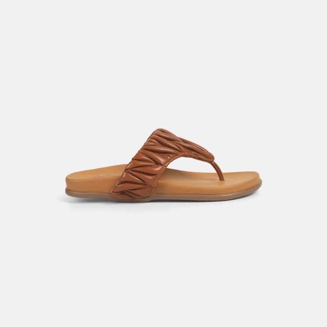 Mochi Women Tan Casual Slippers (SKU: 32-1428-23-36)