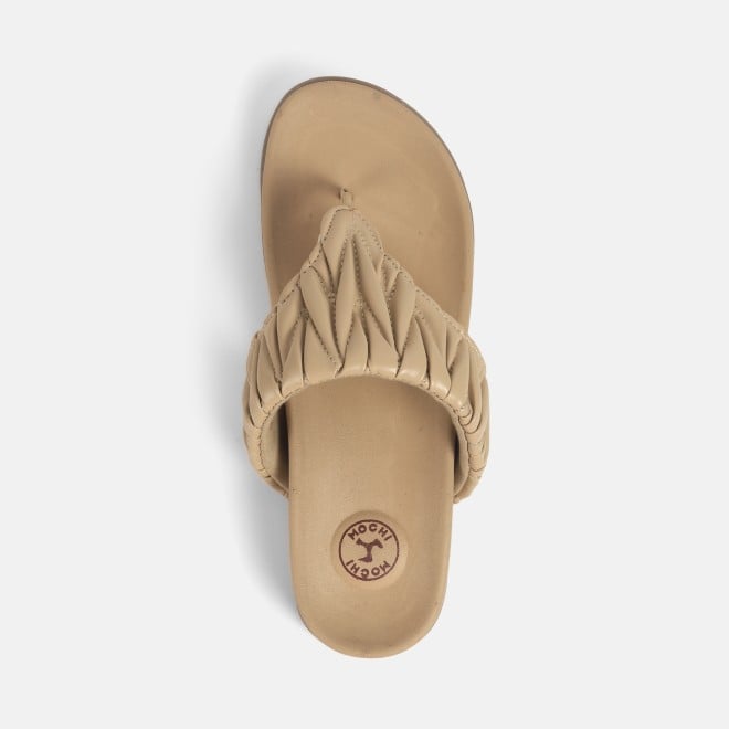 Mochi Women Beige Casual Slippers (SKU: 32-1428-20-36)