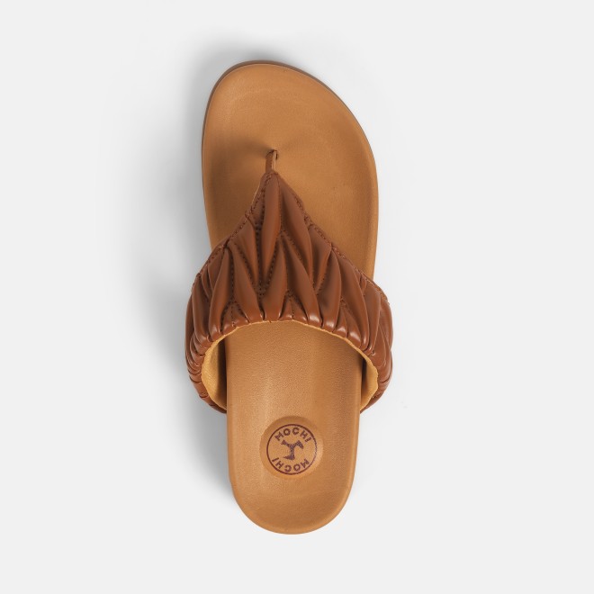 Mochi Women Tan Casual Slippers (SKU: 32-1428-23-36)