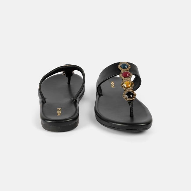 Mochi Women Black Ethnic Slippers (SKU: 32-1461L-11-42)