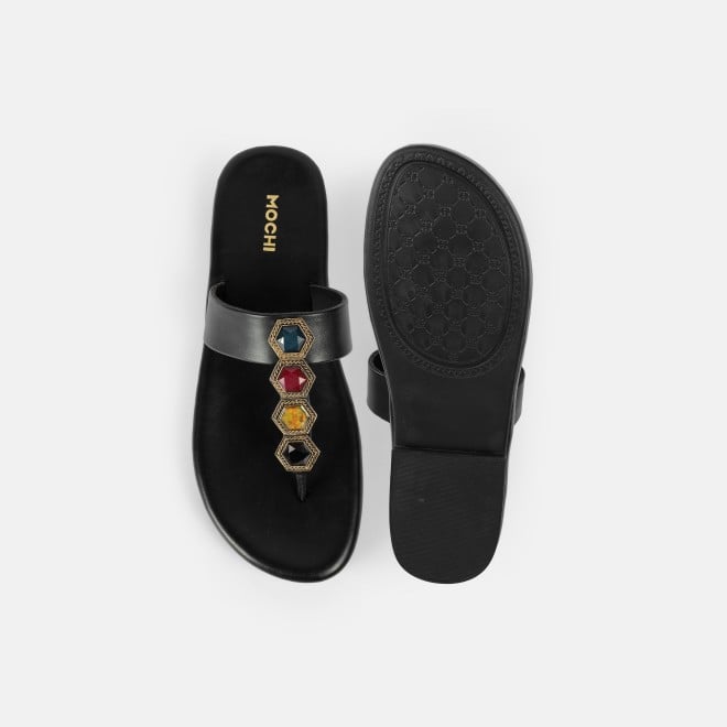 Mochi Women Black Ethnic Slippers (SKU: 32-1461L-11-42)