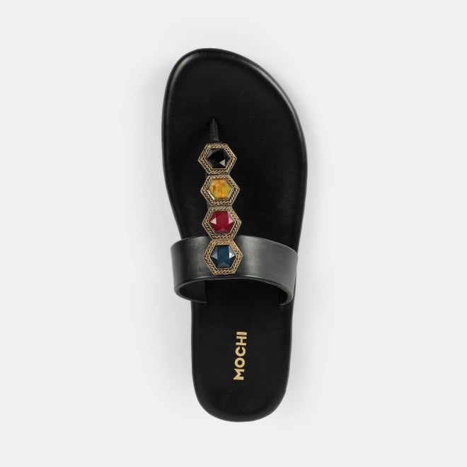 Mochi Women Black Ethnic Slippers (SKU: 32-1461L-11-42)