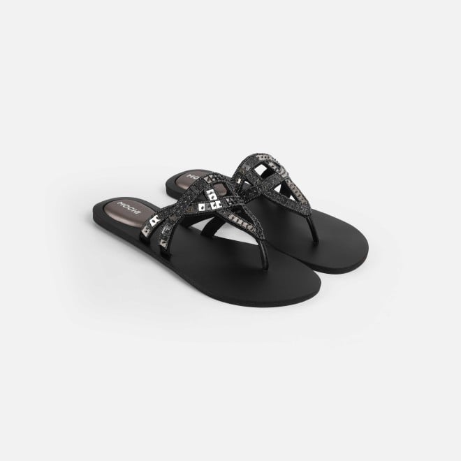 Mochi Women Gun-metal Casual Slippers (SKU: 32-1463-29-36)