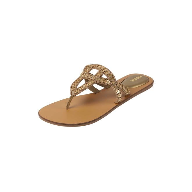 Mochi Women Gold Casual Slippers (SKU: 32-1463-15-36)