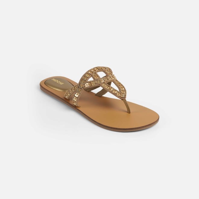 Mochi Women Gold Casual Slippers (SKU: 32-1463-15-36)