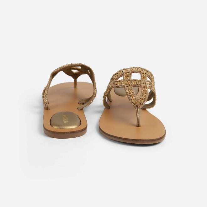 Mochi Women Gold Casual Slippers (SKU: 32-1463-15-36)