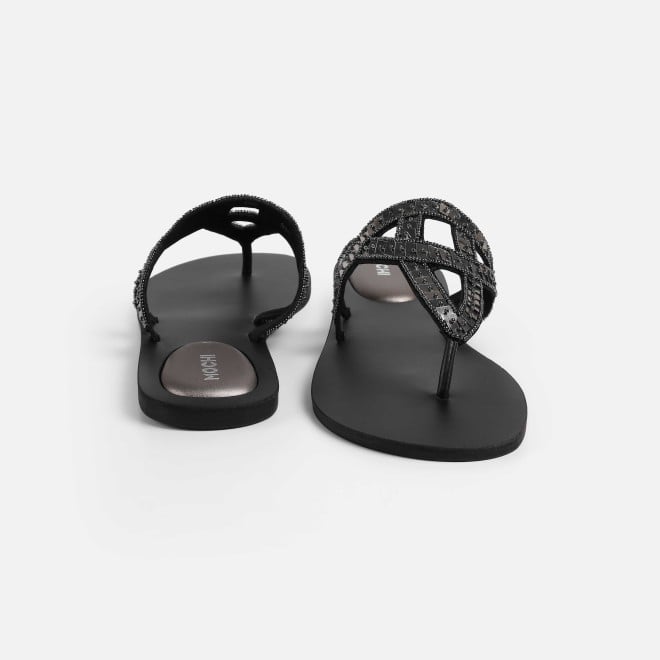 Mochi Women Gun-metal Casual Slippers (SKU: 32-1463-29-36)