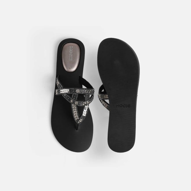 Mochi Women Gun-metal Casual Slippers (SKU: 32-1463-29-36)