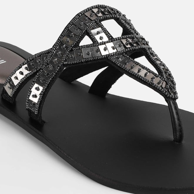 Mochi Women Gun-metal Casual Slippers (SKU: 32-1463-29-36)
