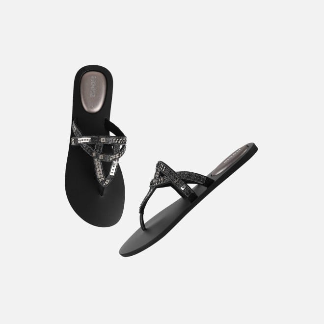 Mochi Women Gun-metal Casual Slippers (SKU: 32-1463-29-36)