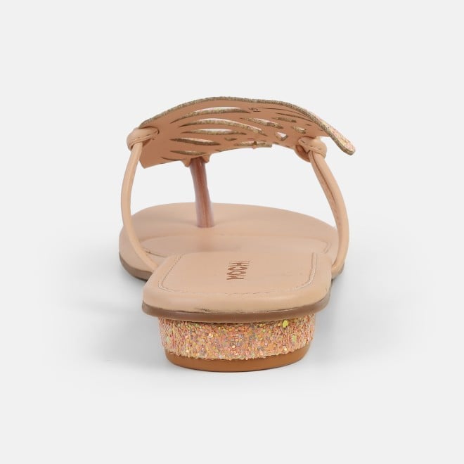 Mochi Women Peach Ethnic Slippers (SKU: 32-1465-80-37)