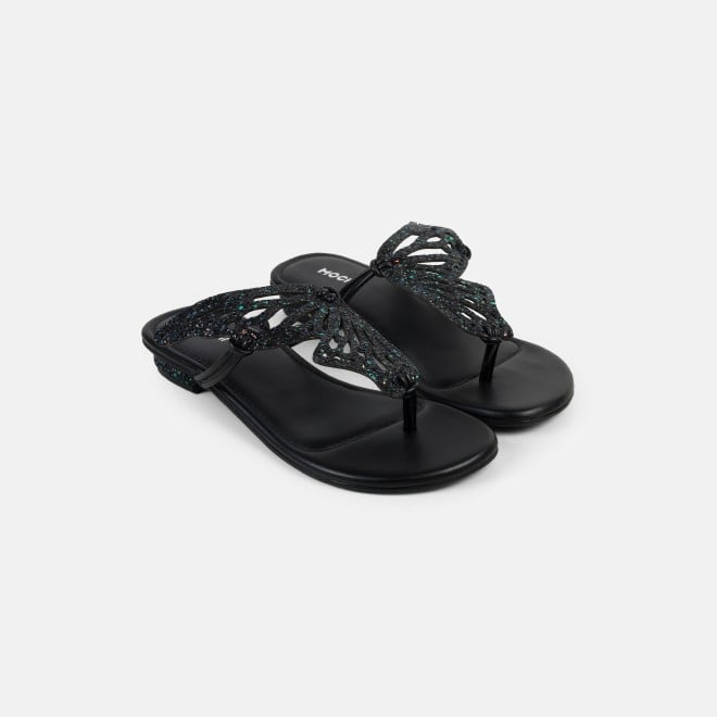 Mochi Women Black Ethnic Slippers (SKU: 32-1465L-11-42)