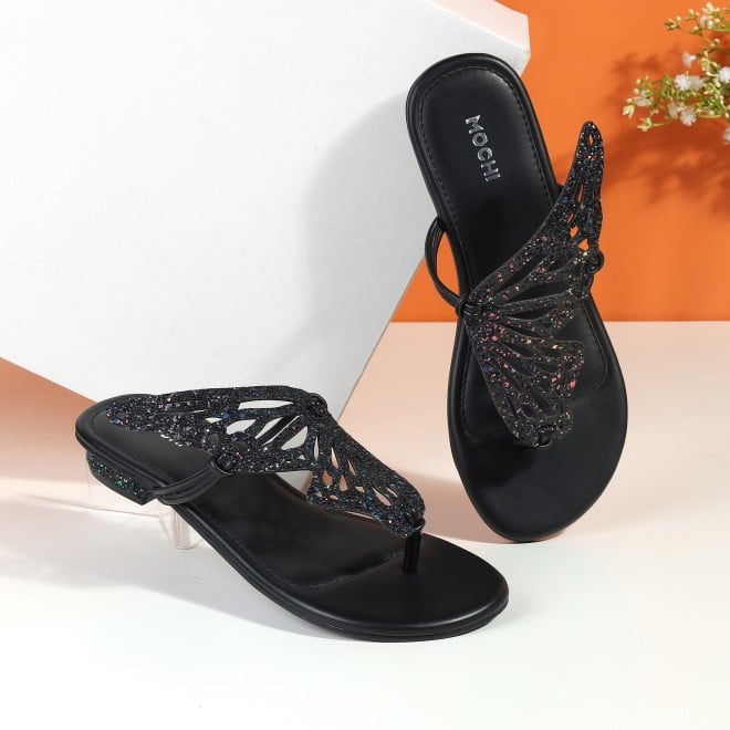 Mochi Women Black Ethnic Slippers (SKU: 32-1465L-11-42)