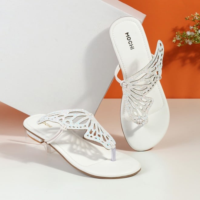 Mochi Women White Ethnic Slippers (SKU: 32-1465L-16-42)