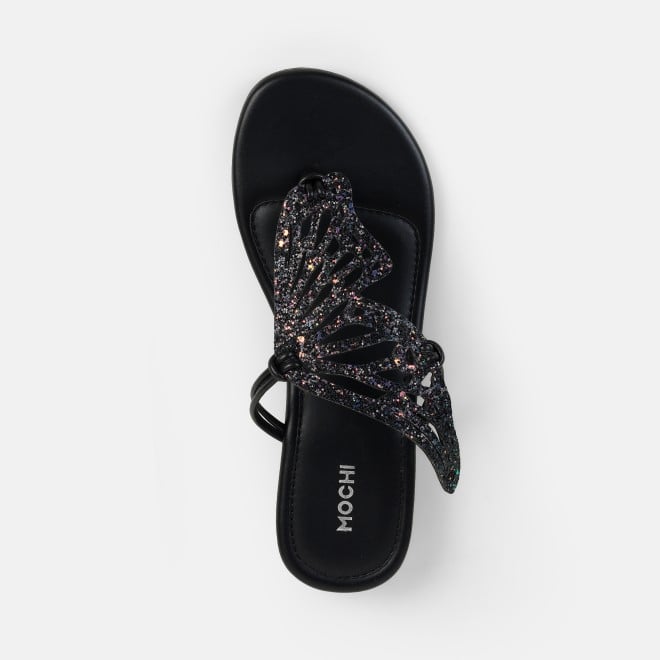 Mochi Women Black Ethnic Slippers (SKU: 32-1465L-11-42)