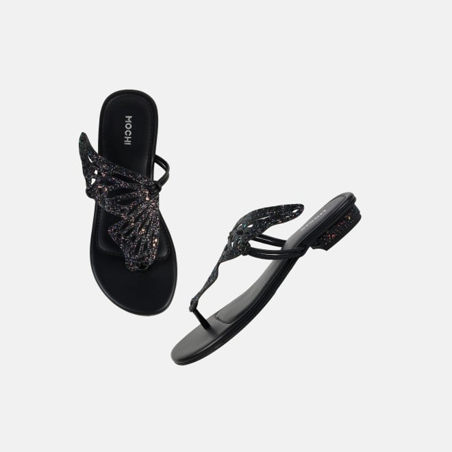 Mochi Women Black Ethnic Slippers (SKU: 32-1465L-11-42)