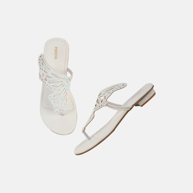 Mochi Women White Ethnic Slippers (SKU: 32-1465L-16-42)