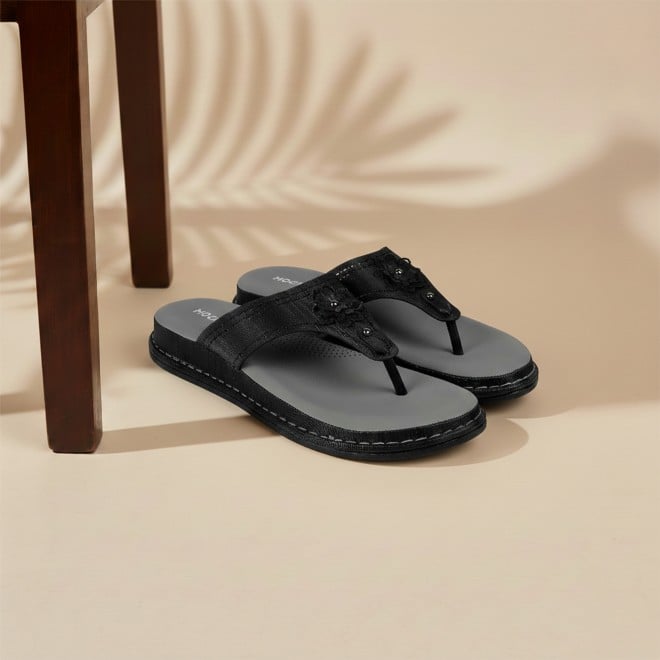 Mochi Women Black Casual Slippers