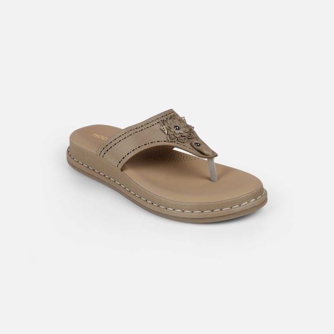 Mochi Women Beige Casual Slippers (SKU: 32-1467-20-36)