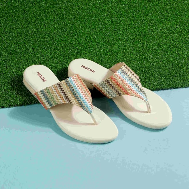 Mochi Women Off-white Casual Slippers