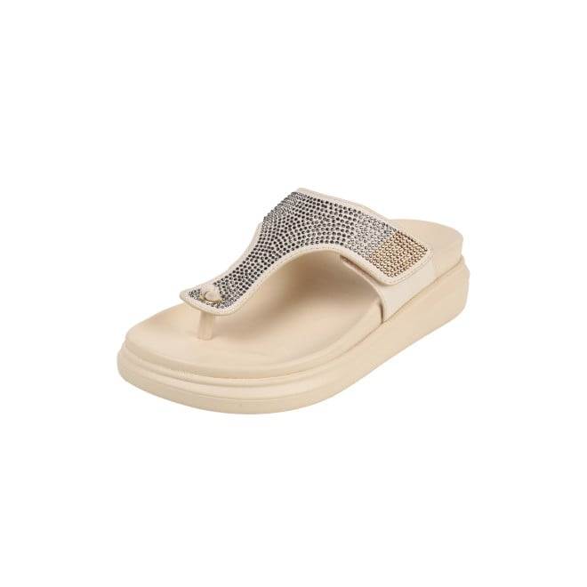 Mochi Women Beige Casual Slippers (SKU: 32-1473-20-36)