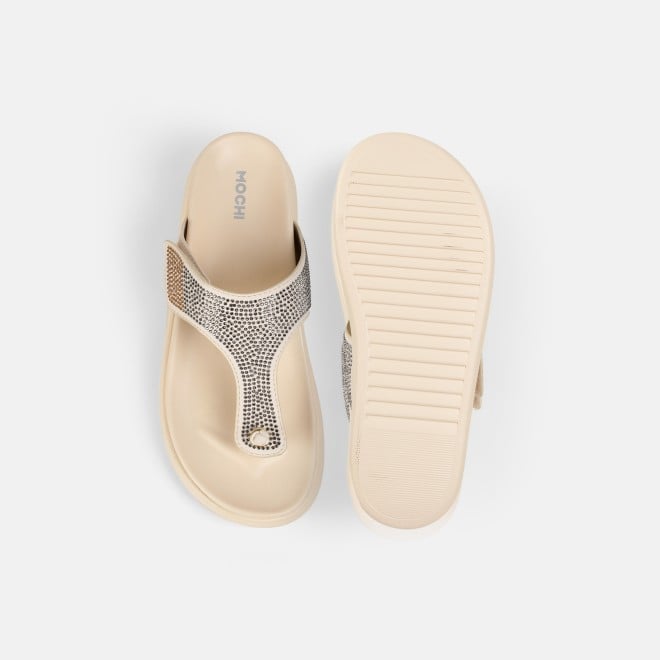 Mochi Women Beige Casual Slippers (SKU: 32-1473-20-36)