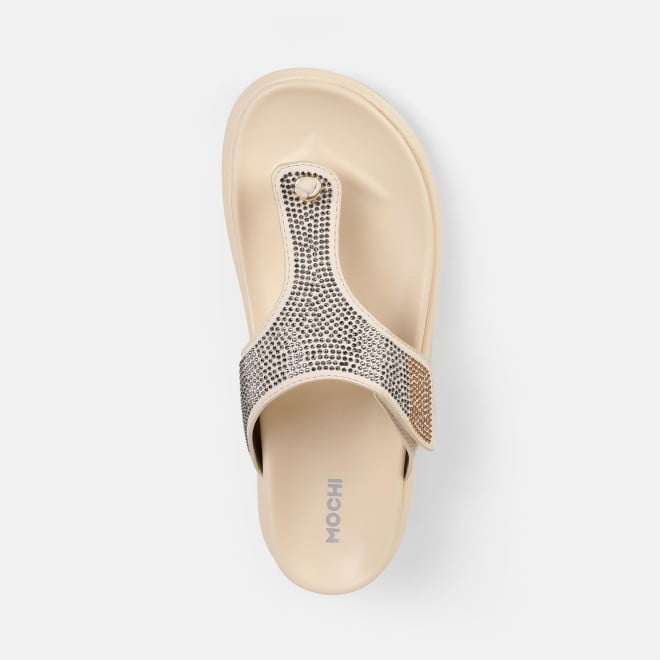 Mochi Women Beige Casual Slippers (SKU: 32-1473-20-36)