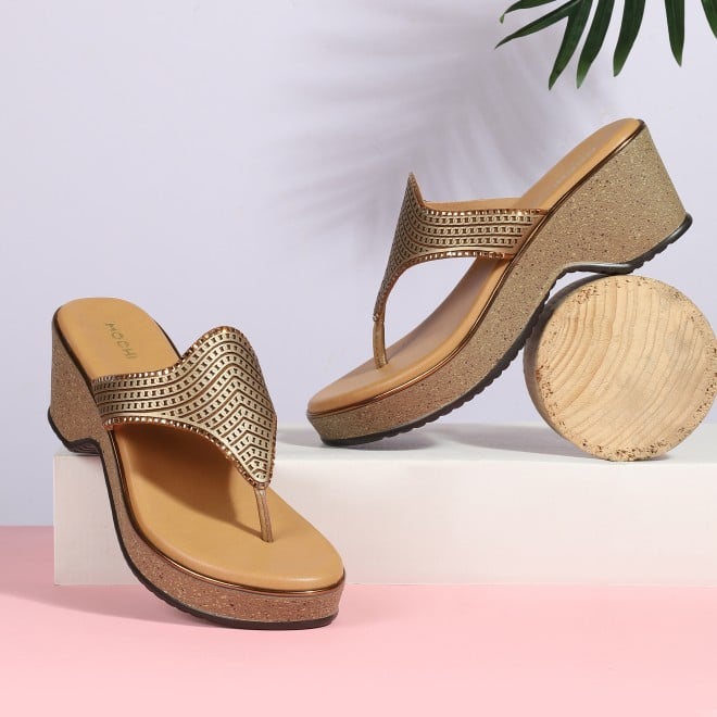 Mochi Women Antic-gold Casual Slip Ons