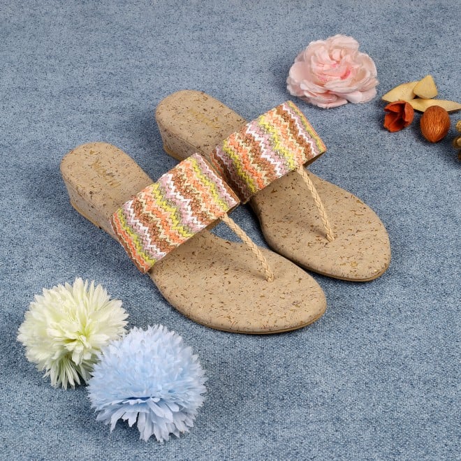 Mochi Women Beige-multi Casual Slip Ons