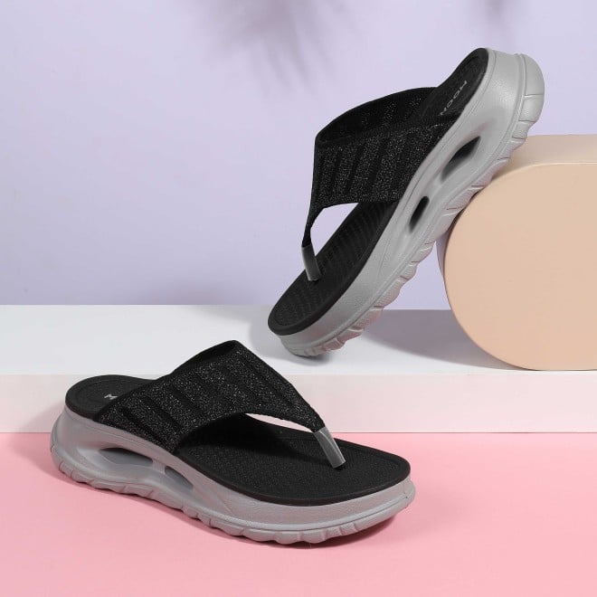 Mochi Women Black Casual Slippers