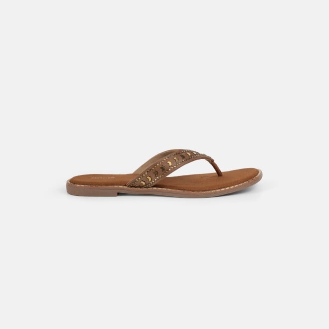 Mochi Women Tan Casual Slippers (SKU: 32-1485-23-36)