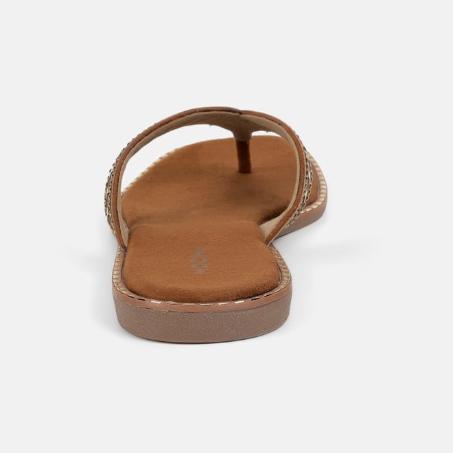Mochi Women Tan Casual Slippers (SKU: 32-1485-23-36)
