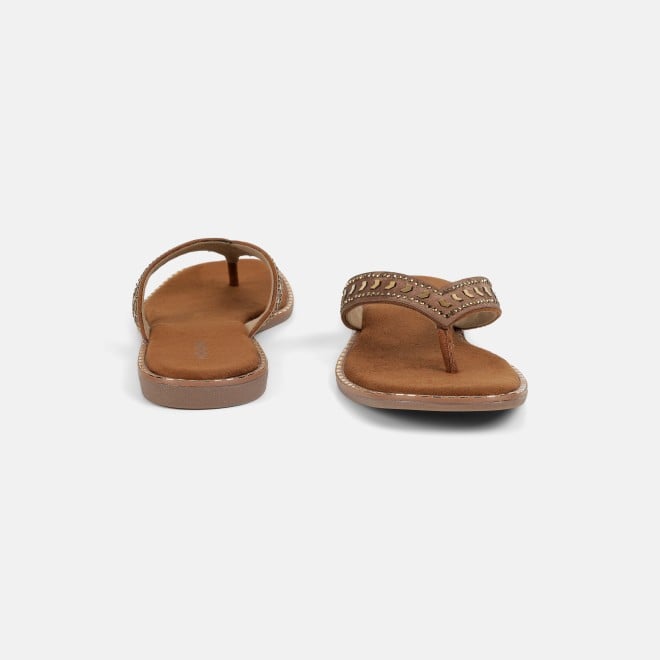 Mochi Women Tan Casual Slippers (SKU: 32-1485-23-36)