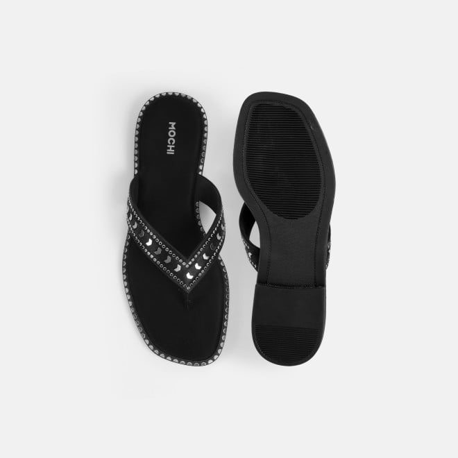 Mochi Women Black Casual Slippers (SKU: 32-1485-11-36)
