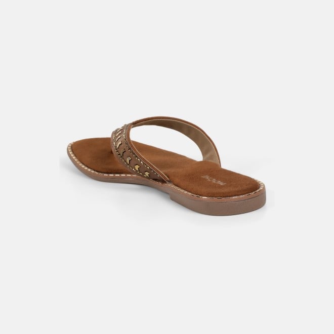 Mochi Women Tan Casual Slippers (SKU: 32-1485-23-36)