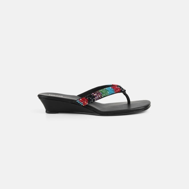Mochi Women Black-multi Ethnic Slip Ons (SKU: 32-1486-53-36)