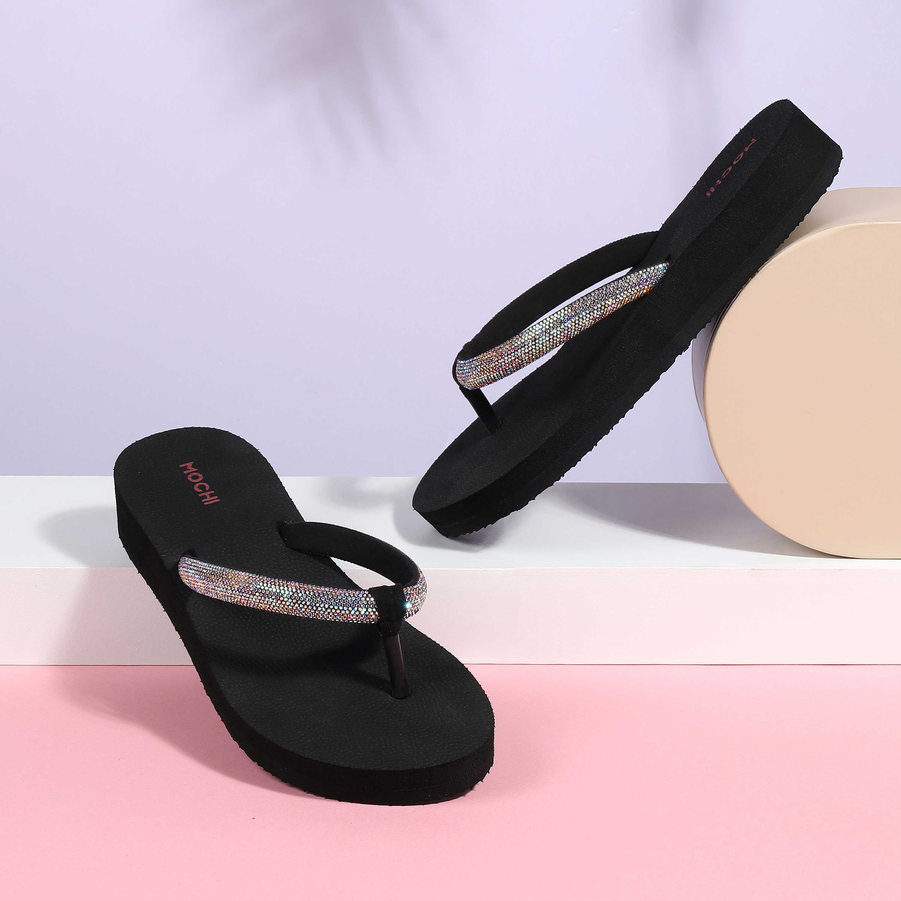 Mochi Women Black Casual Slippers