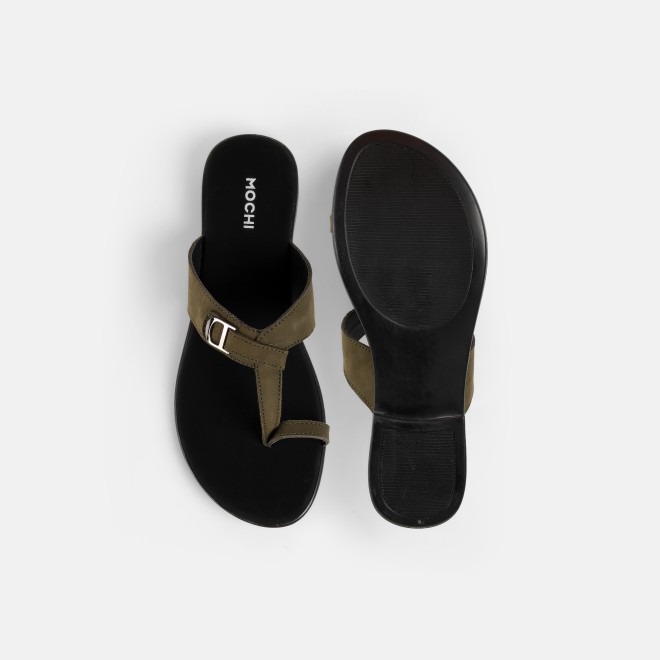 Mochi Women Olive Casual Slippers (SKU: 32-1503-49-36)
