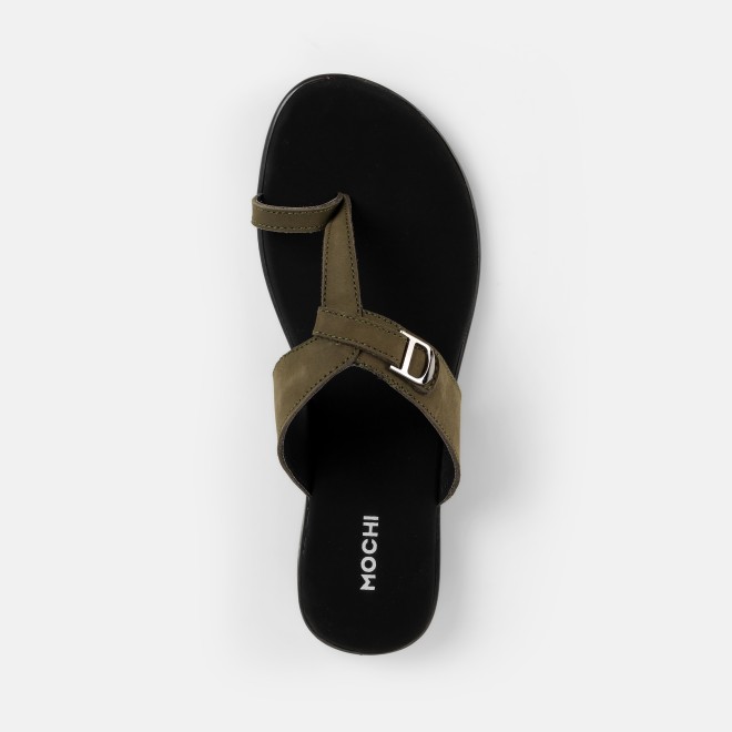 Mochi Women Olive Casual Slippers (SKU: 32-1503-49-36)