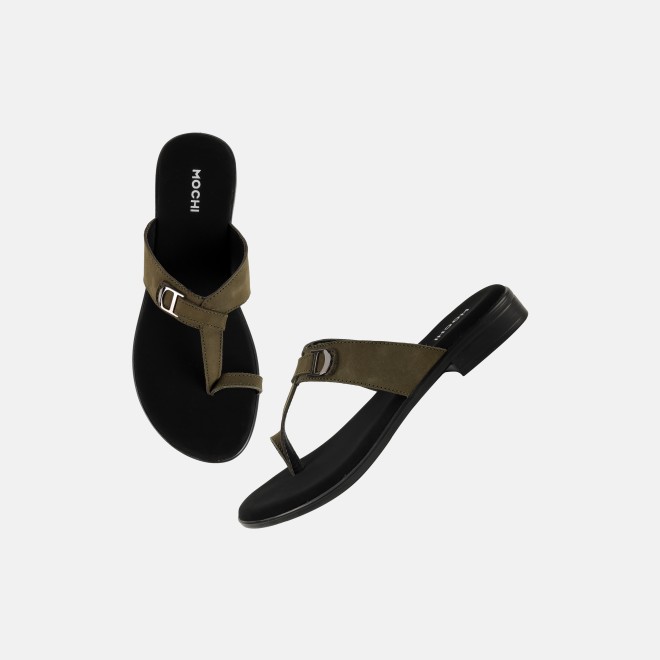 Mochi Women Olive Casual Slippers (SKU: 32-1503-49-36)