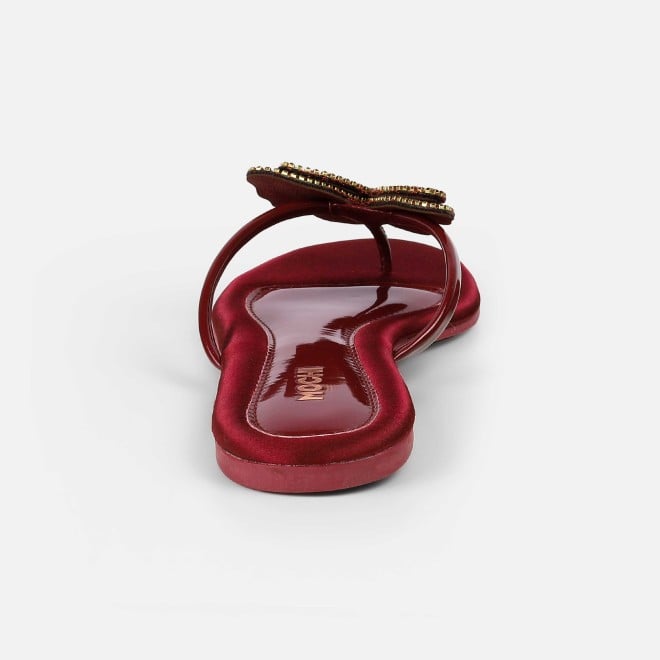 Mochi Women Maroon Casual Slippers (SKU: 32-1506-44-38)