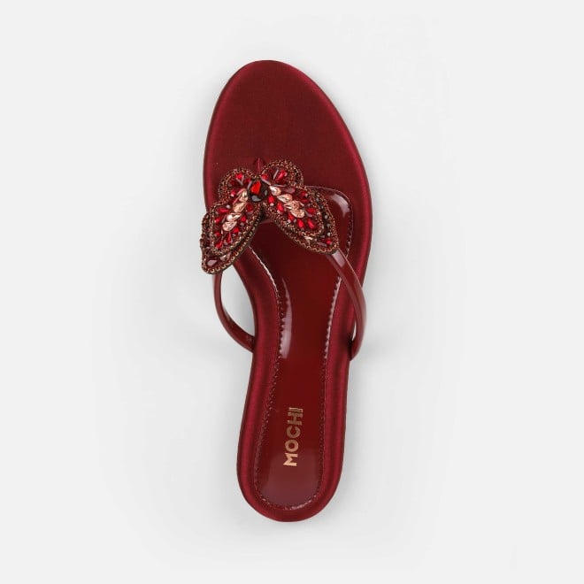 Mochi Women Maroon Casual Slippers (SKU: 32-1506-44-38)