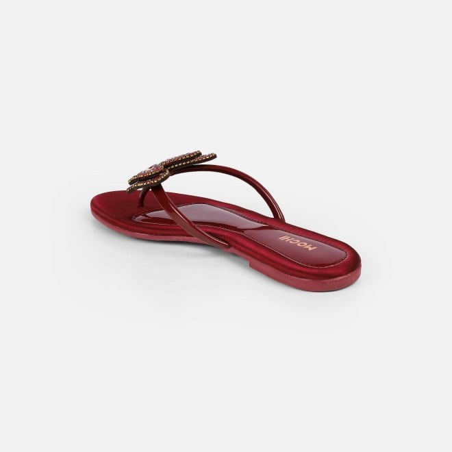 Mochi Women Maroon Casual Slippers (SKU: 32-1506-44-38)