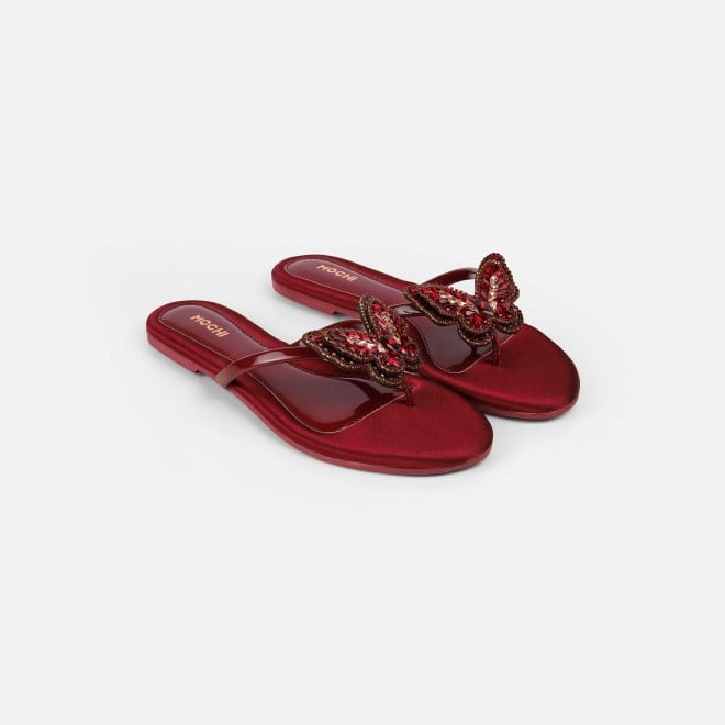 Mochi Women Maroon Casual Slippers (SKU: 32-1506L-44-42)