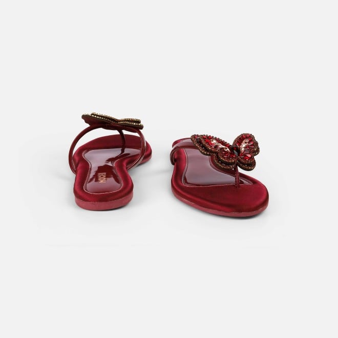 Mochi Women Maroon Casual Slippers (SKU: 32-1506L-44-42)