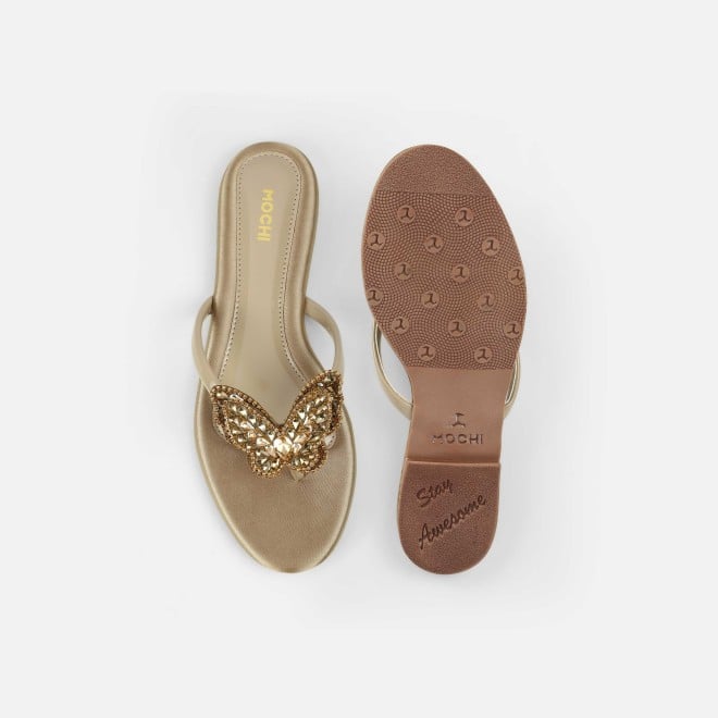 Mochi Women Antic-gold Casual Slippers (SKU: 32-1506L-28-42)