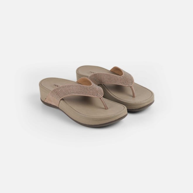 Mochi Women Beige Casual Slippers (SKU: 32-1507-20-36)