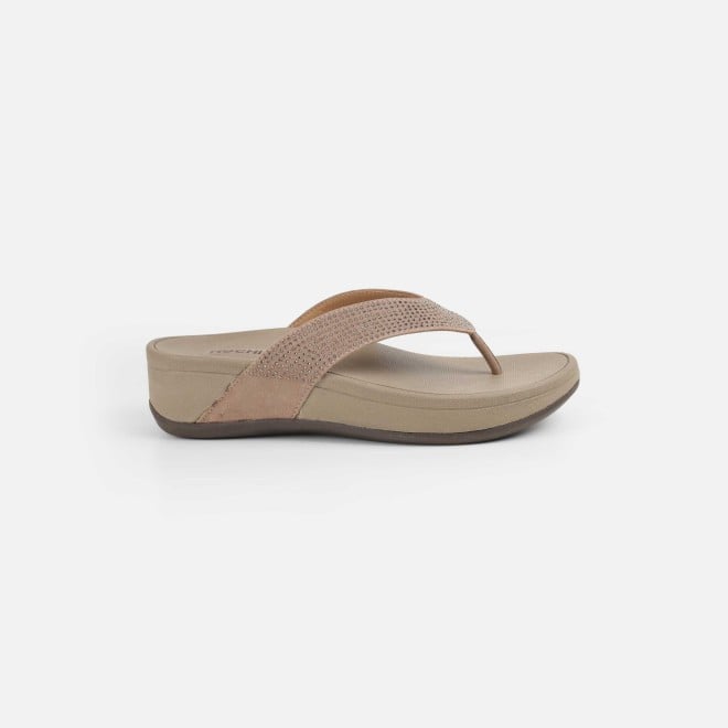 Mochi Women Beige Casual Slippers (SKU: 32-1507-20-36)